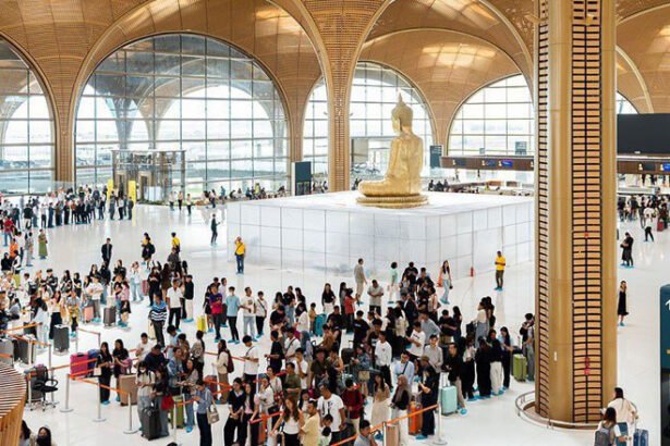 Cambodia aviation industry with aircraft at airport terminal targeting 8 million passengers in 2026