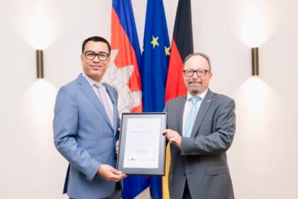 Cambodia Digital Social Protection Platform officials receiving the ASEAN Digital Awards 2026 gold medal.