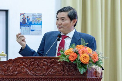 Cambodian Labour Minister Heng Sour speaking at a press briefing on the 19-point labour agenda for 2026.