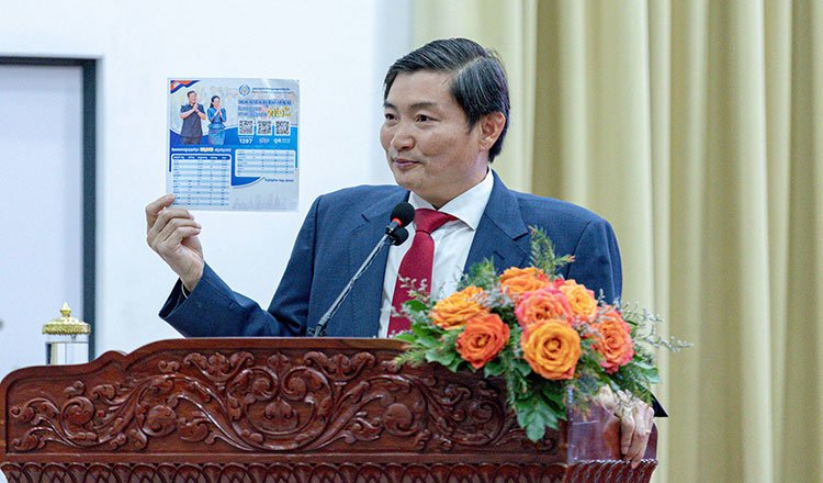 Cambodian Labour Minister Heng Sour speaking at a press briefing on the 19-point labour agenda for 2026.