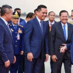 Cambodian Prime Minister Hun Manet arriving at Techo International Airport after diplomatic tour to U.S. and Europe.