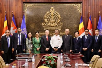 Meeting between MOEYS representatives and ADB officials on education cooperation in Cambodia.