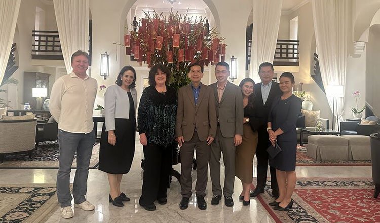 Lyn Hughes of Wanderlust Travel Media at a tourism site in Cambodia