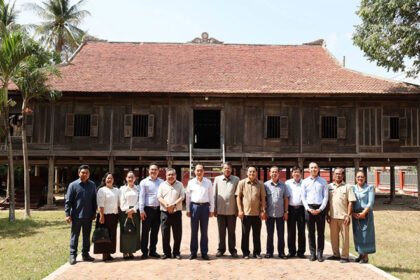 Historic 100 Pillar House in Kratie Cambodia undergoing improvements for tourism development