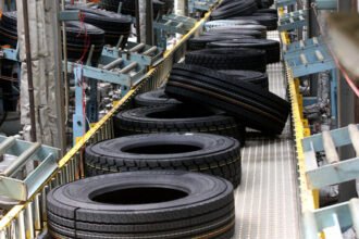 Rubber plantation workers harvesting latex as Cambodia rubber exports increase