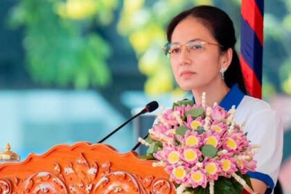 Cambodia First Lady peace walk International Women’s Day with participants in Phnom Penh