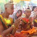 Traditional Kor Chuk ceremony held in Angkor community Cambodia marking transition to adulthood