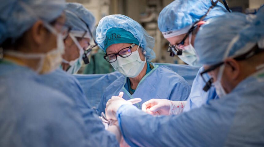 Surgeons performing the world's first in-utero stem cell therapy for spina bifida at UC Davis Children's Hospital