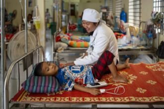 Vietnamese doctors providing healthcare support in Cambodian hospital
