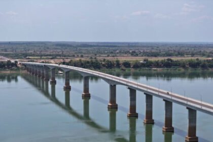 Mekong Kratie Friendship Bridge connecting regions in Cambodia
