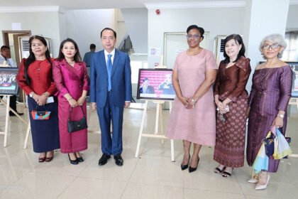 Photo exhibition displaying historical images of Cambodia and Cuba diplomatic relations and cultural cooperation