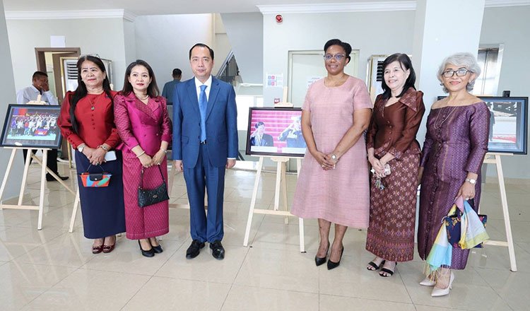 Photo exhibition displaying historical images of Cambodia and Cuba diplomatic relations and cultural cooperation