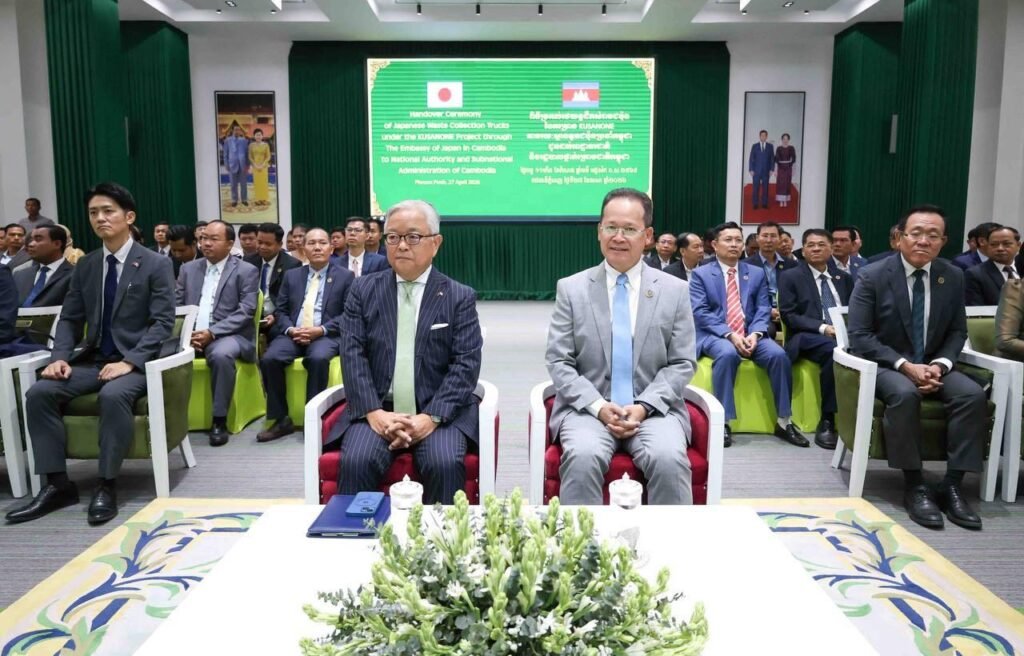 Japan handing over dump trucks to Cambodia officials for improving waste management and environmental sustainability