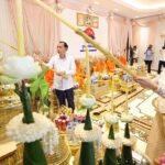 Khmer New Year blessing ceremony Cambodia with officials and monks performing traditional rituals