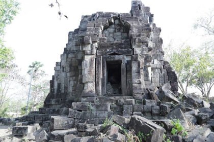 Kuk Yeay Ham temple in Kampong Cham Cambodia undergoing restoration and preservation work