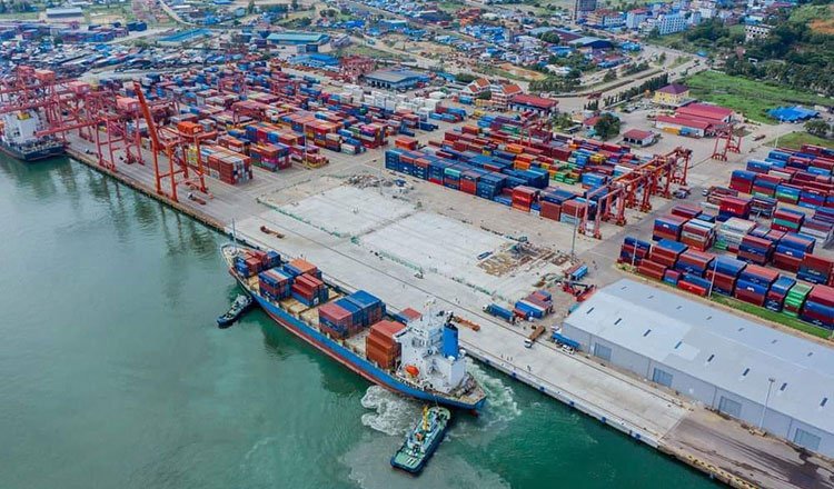 Sihanoukville deep sea port Cambodia showing container terminal expansion and maritime infrastructure